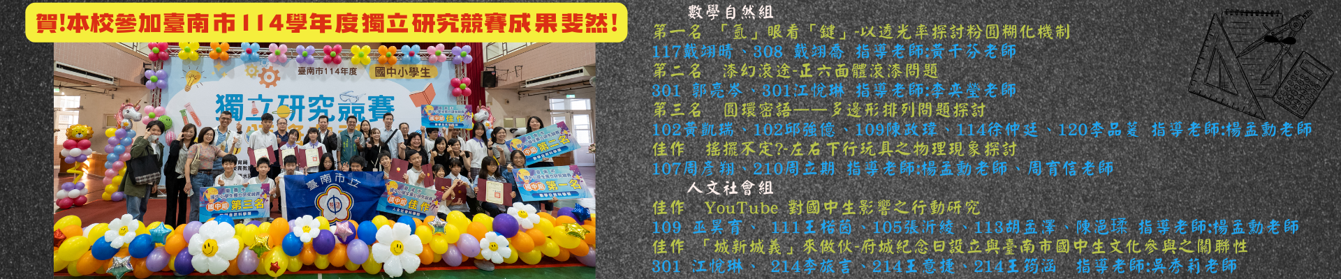 參加獨立研究競賽獲獎